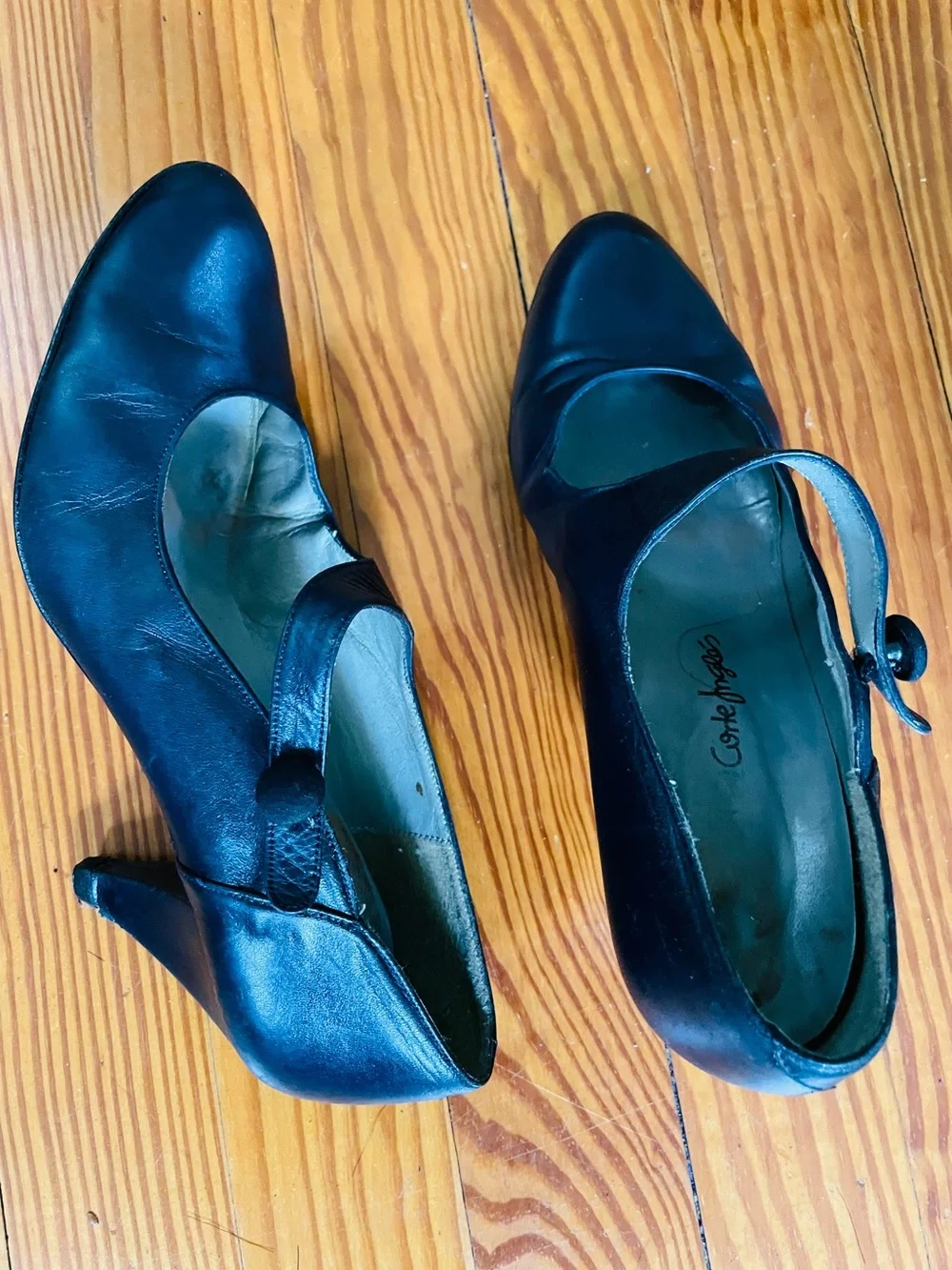 Vintage El Corte Inglés Navy Leather Mary Janes | Spanish Leather | Retro Heels